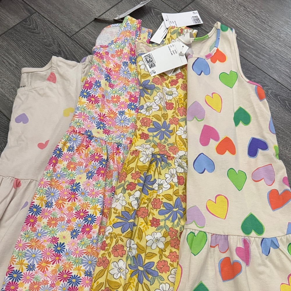 H&M Kids Casual Dresses - Multicolor Floral and Heart Patterns